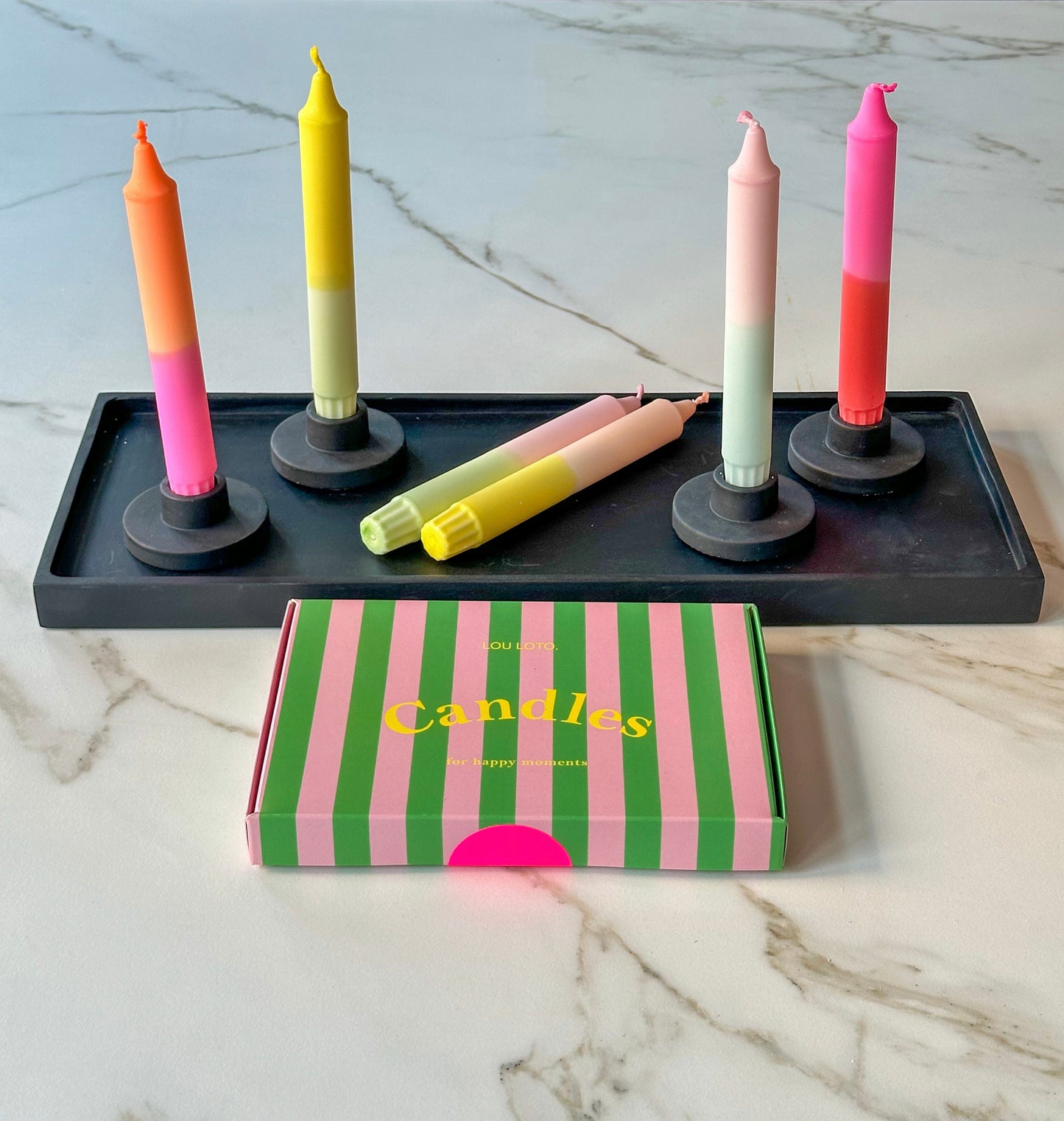 Kaarsen dip dye box kleurrijk - RUBY Conceptstore 