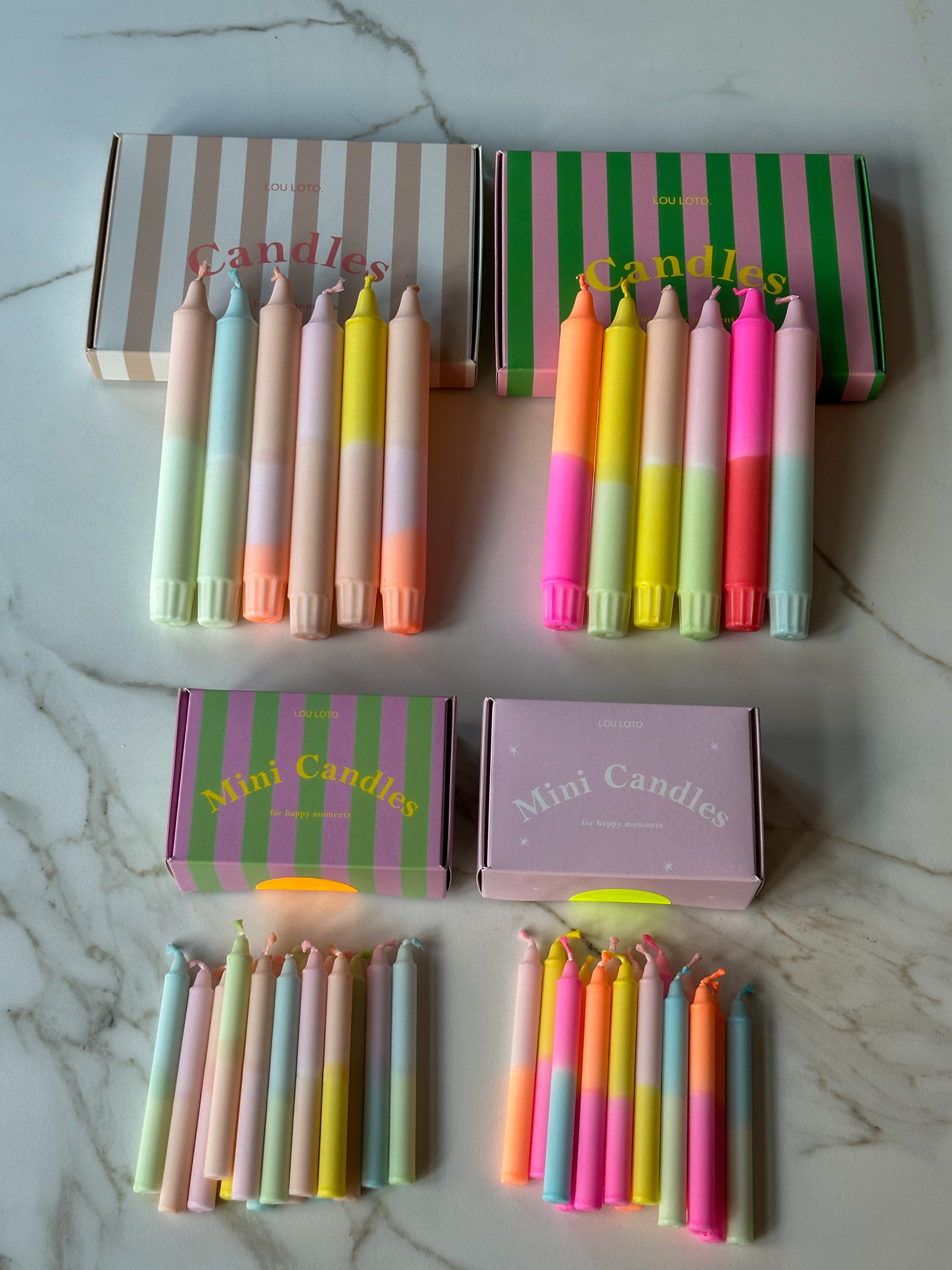 Kaarsen dip dye box kleurrijk mini - RUBY Conceptstore 