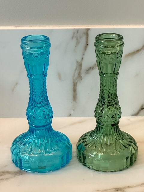 Glazen kandelaar Turquoise - RUBY Conceptstore 