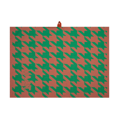 Handdoeken set PIED DE POULE koraal groen - RUBY Conceptstore 
