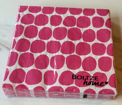 Pink perfection collectie: Hippe papieren servetten in roze bollen print - RUBY Conceptstore 