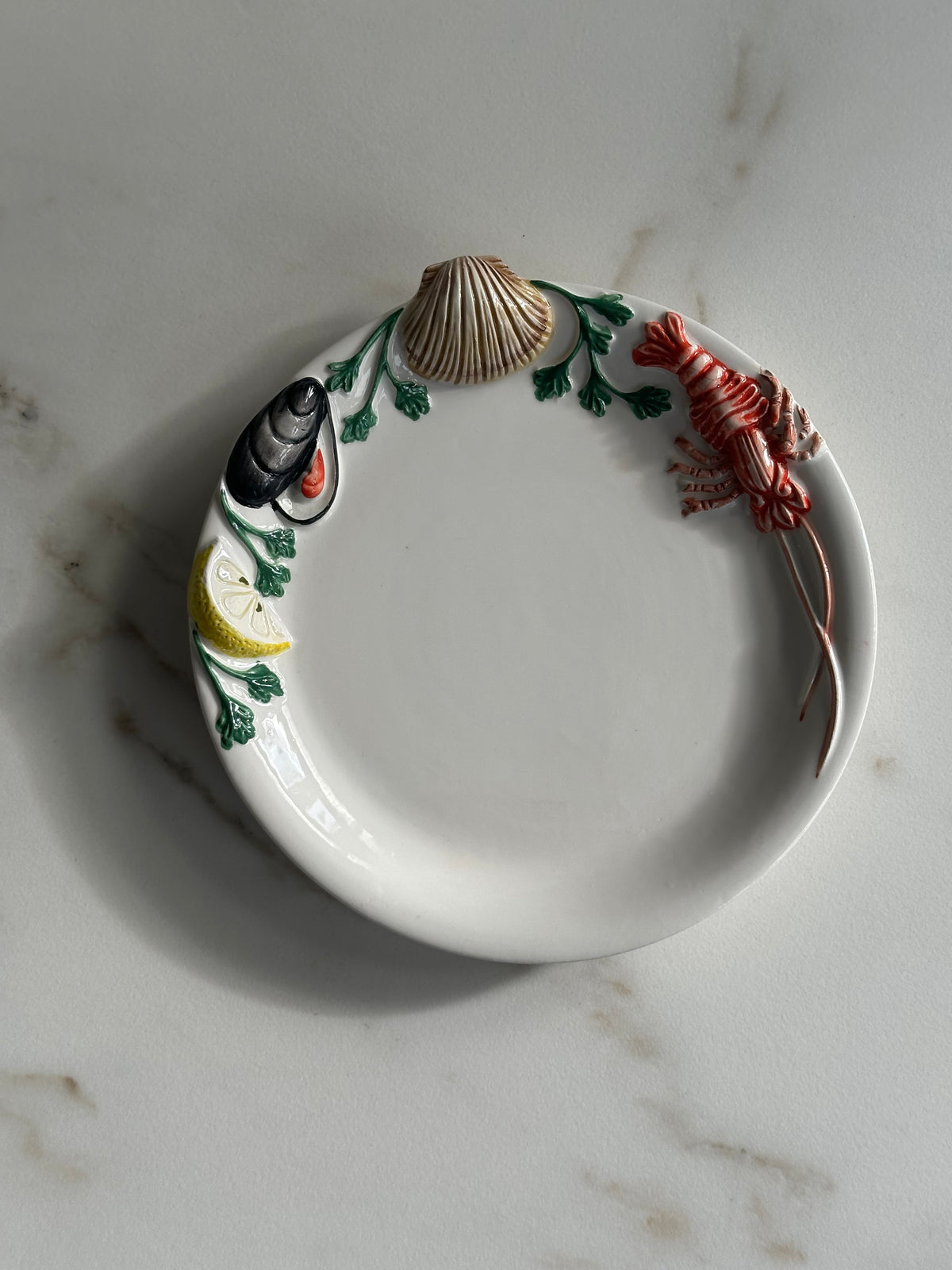 Vintage Italiaans Keramieken Bordje met Zeevruchten – 18 cm - Ruby Conceptstore 