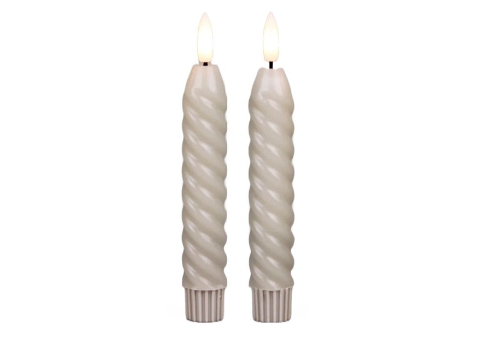 Korte LED kaarsen swirl beige (2 stuks) - RUBY Conceptstore 