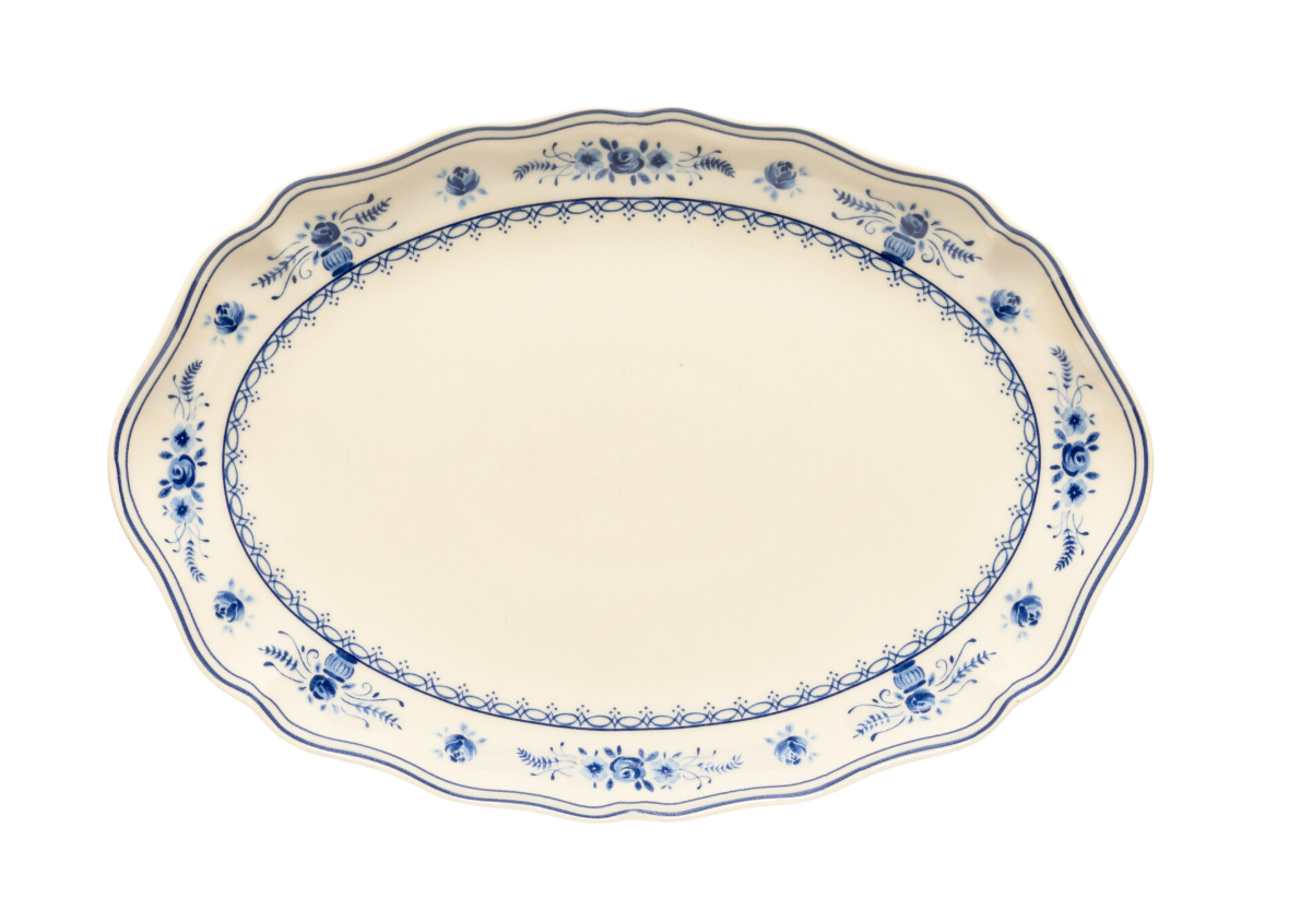 Ovale schaal 32 cm Vila beige-blauw