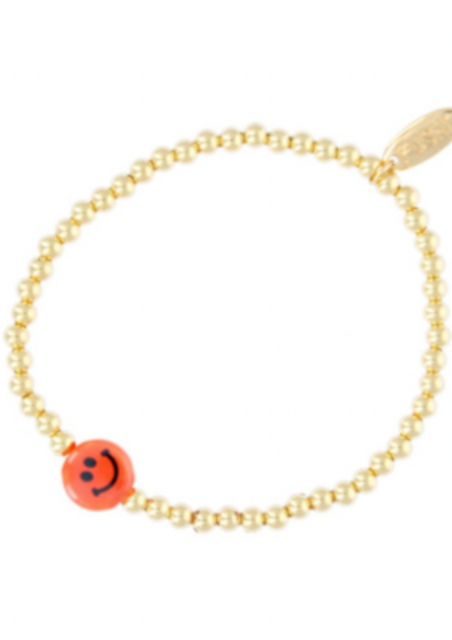 Armband goud smiley oranje - RUBY Conceptstore 