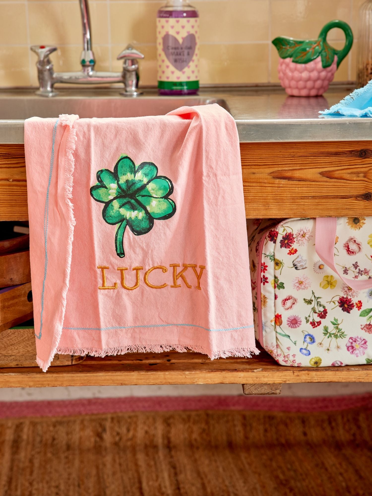Rice - Theedoek Good Luck soft pink - RUBY Conceptstore 