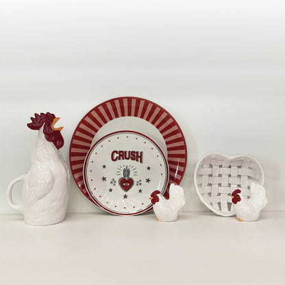 Zout- en peperstel met haantjes van aardewerk - speelse tafelstyling
