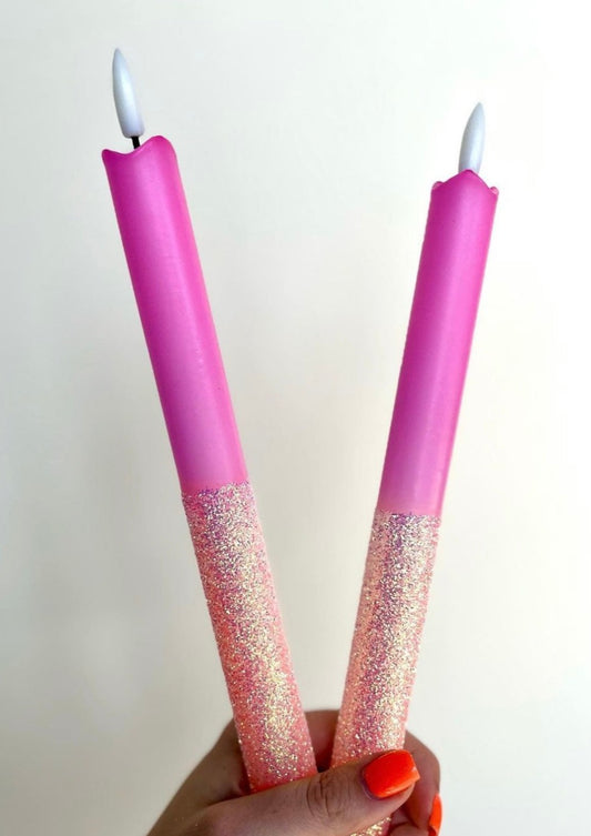 LED kaars roze met glitters (2 stuks) - RUBY Conceptstore 