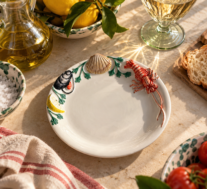 Vintage Italiaans Keramieken Bordje met Zeevruchten – 18 cm - Ruby Conceptstore 
